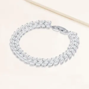 "An Evening Out"14.5CTW Marquise Cut Tennis Bracelet - Includes Extender - Silver