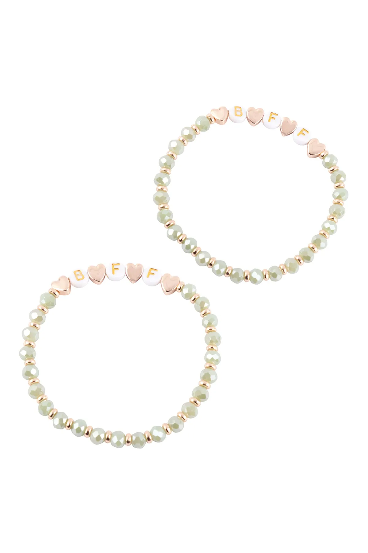 "BFF" LETTER HEART BEADS STRETCH BRACELETE SET