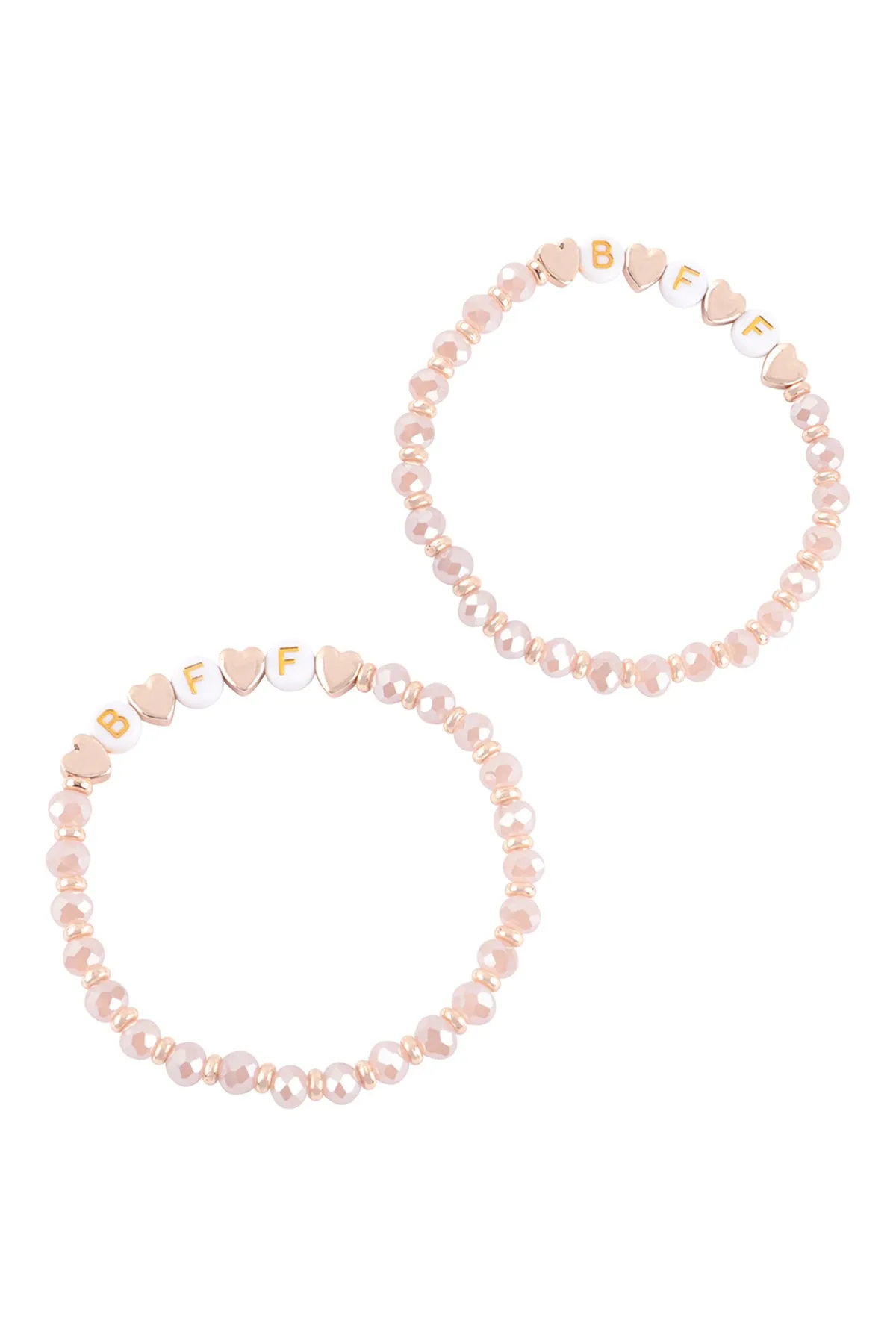 "BFF" LETTER HEART BEADS STRETCH BRACELETE SET