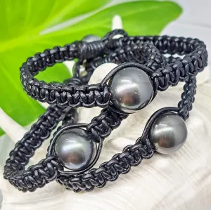"Bora Bora & Mora!" 7.25" Bracelets - Tahitian Pearls, Leather