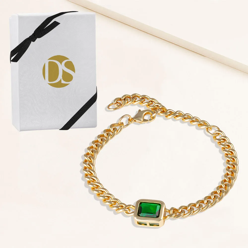 "Celeb" 1.8 Baguette Cut Curb Chain Bracelet