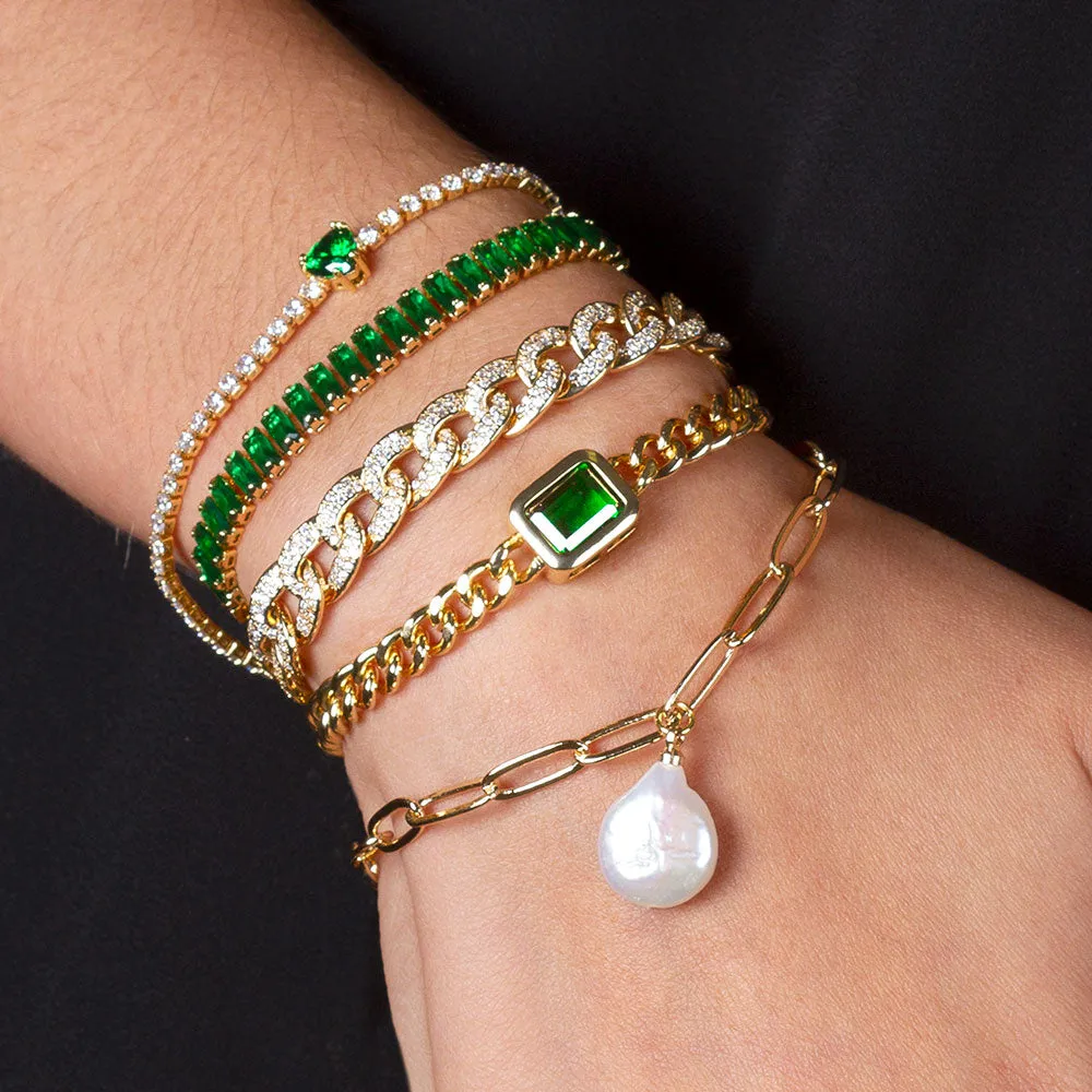 "Celeb" 1.8 Baguette Cut Curb Chain Bracelet