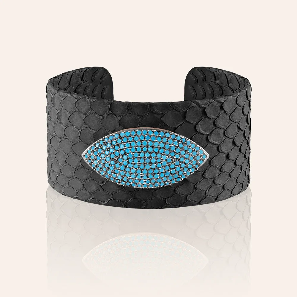 "Exotic Confidence" Micro-Pave  Genuine Leather Adjustable Cuff