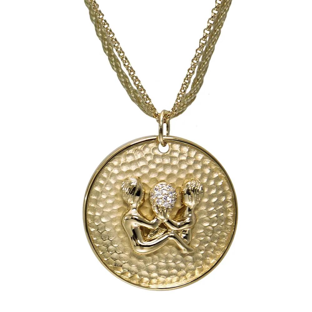 "Personalize Zodiac" Pave Zodiac Medallion Necklace