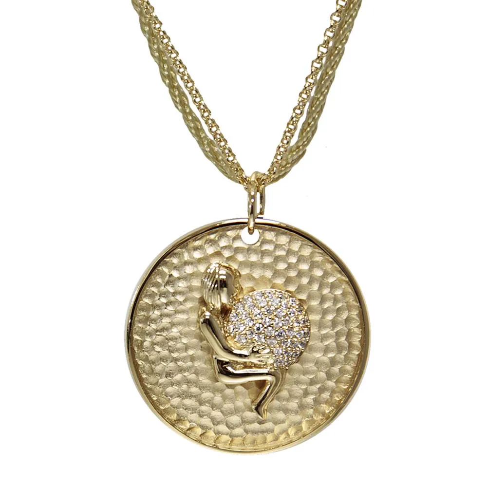 "Personalize Zodiac" Pave Zodiac Medallion Necklace