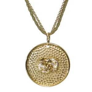 "Personalize Zodiac" Pave Zodiac Medallion Necklace