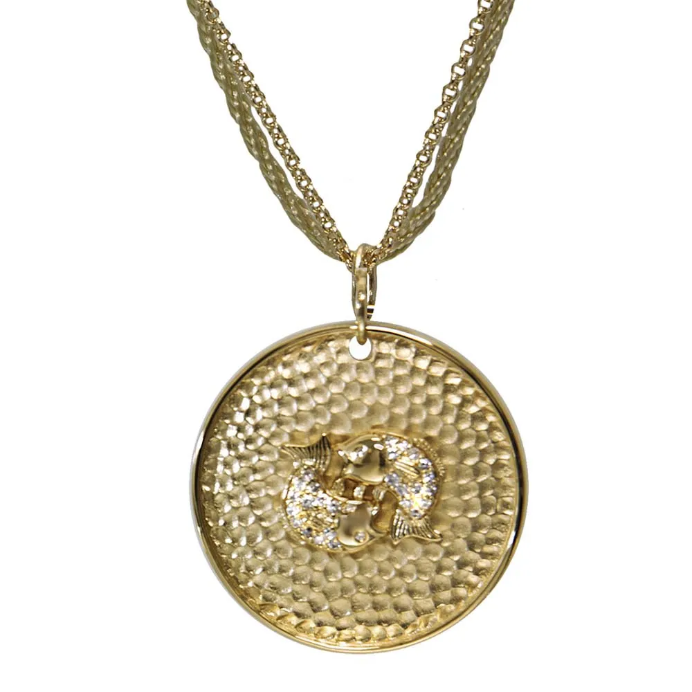 "Personalize Zodiac" Pave Zodiac Medallion Necklace
