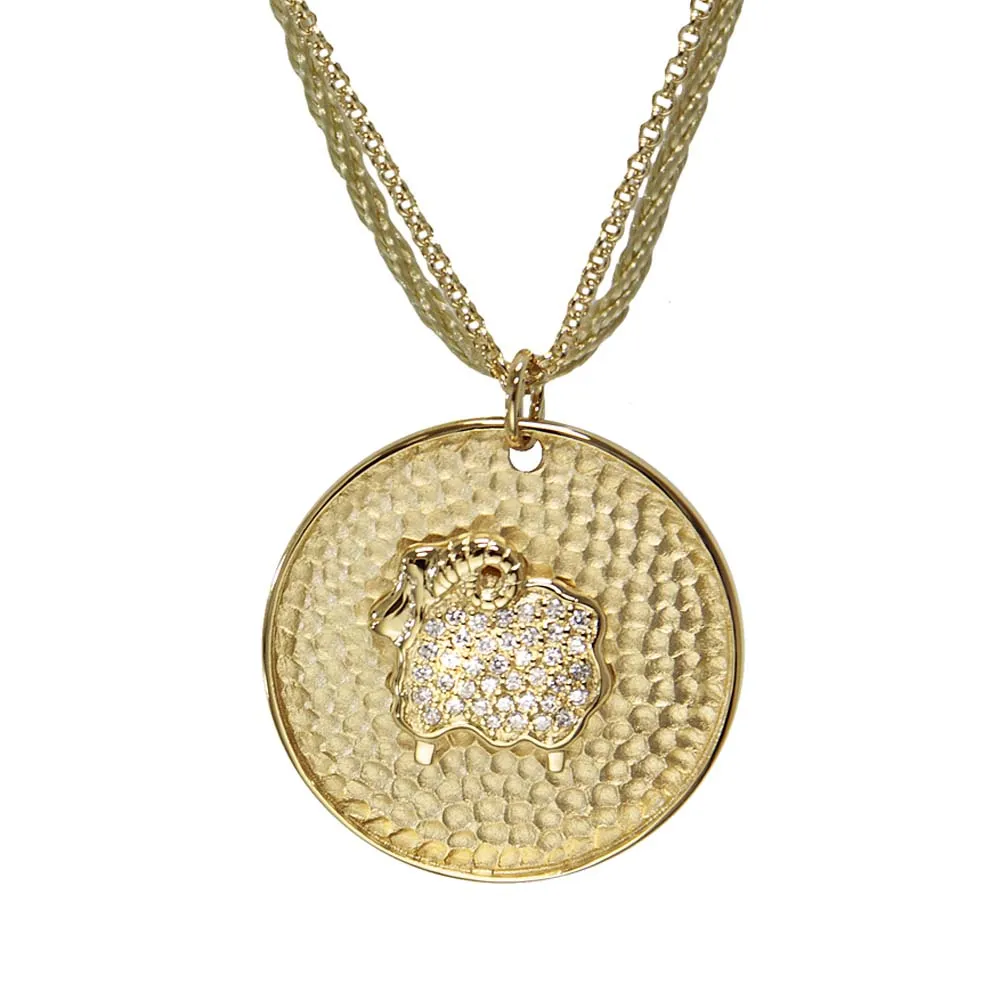 "Personalize Zodiac" Pave Zodiac Medallion Necklace