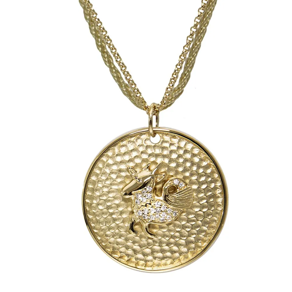 "Personalize Zodiac" Pave Zodiac Medallion Necklace