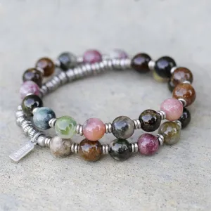 "Protection" Watermelon Tourmaline 27 Bead Wrist Mala Bracelet