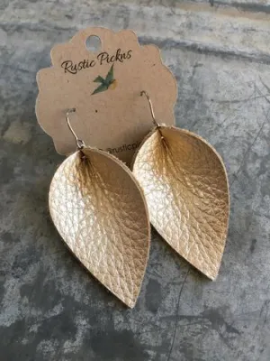 "Sam" Metallic Pearl Leather "Jo" Petal Earrings