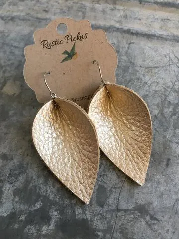 "Sam" Metallic Pearl Leather "Jo" Petal Earrings