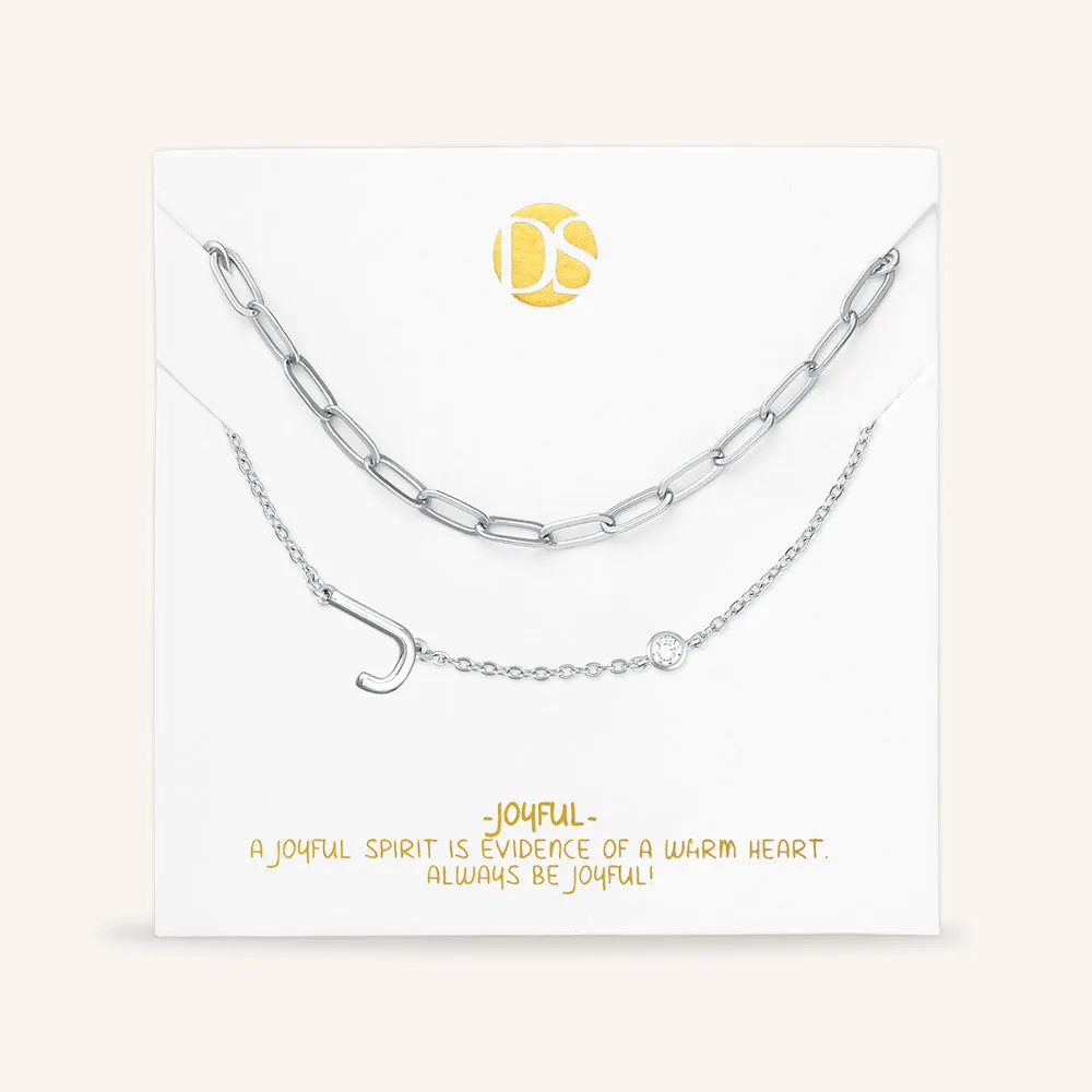 "Yours Truly" Set of Two Initial & Clip Chain Layering Necklaces