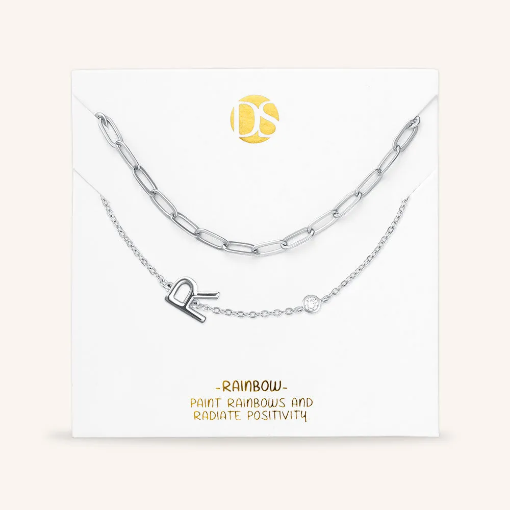 "Yours Truly" Set of Two Initial & Clip Chain Layering Necklaces