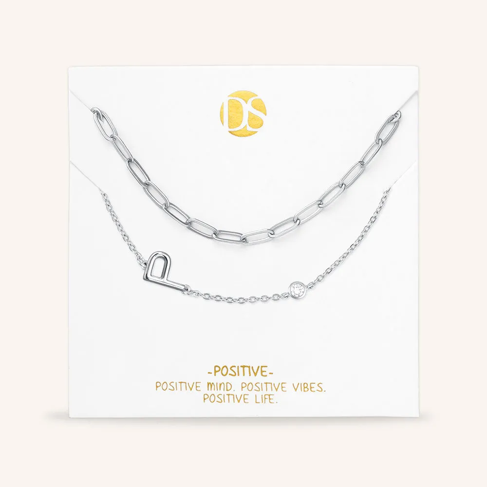 "Yours Truly" Set of Two Initial & Clip Chain Layering Necklaces