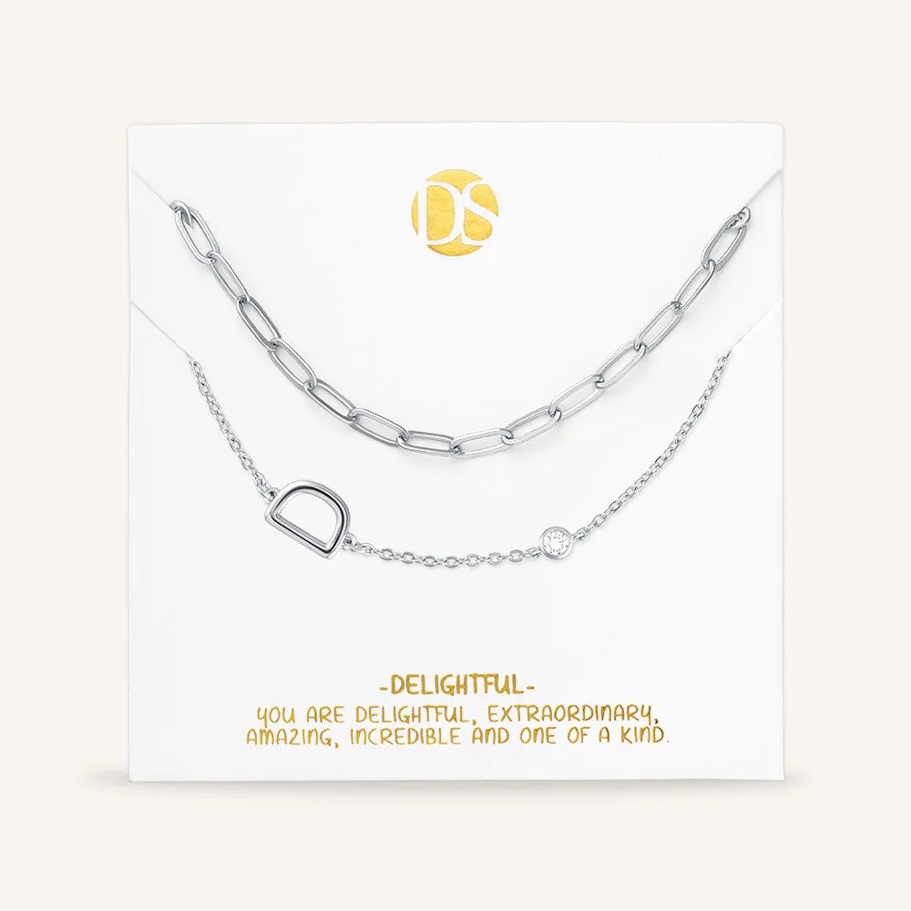"Yours Truly" Set of Two Initial & Clip Chain Layering Necklaces
