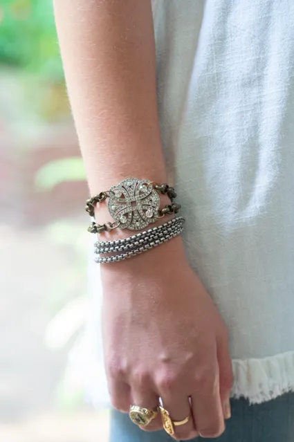 Rhinestone Shoe Buckle Bracelet