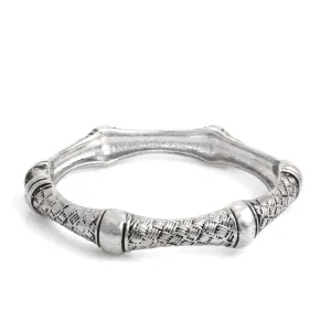 RHODIUM BAMBOO WOVEN PATTERN  BRACELET #HB2182 (PG1)