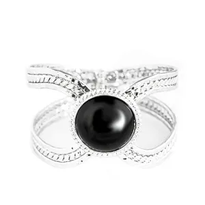 RHODIUM BLACK HINGED BRACELET  #HB9924_ROD-BLK (IB8/B92)
