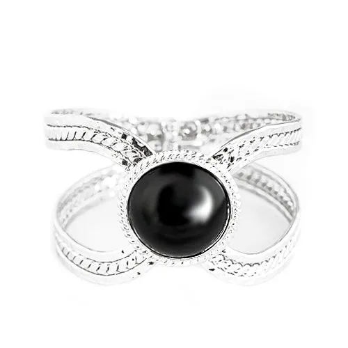 RHODIUM BLACK HINGED BRACELET  #HB9924_ROD-BLK (IB8/B92)