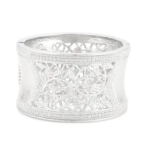 RHODIUM FILIGREE HINGED BRACELETS #HB4981 RHODIUM (KH1)