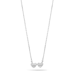 RHODIUM MR AND MRS DOUBLE HEART PENDANT NECKLACE #N9600RHO (TG9)