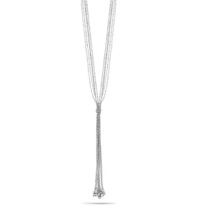 Rhodium-Tone Metal Bar Ball Chain Multi Layered Tassel Necklaces ##HNN84372ROD(LA7)