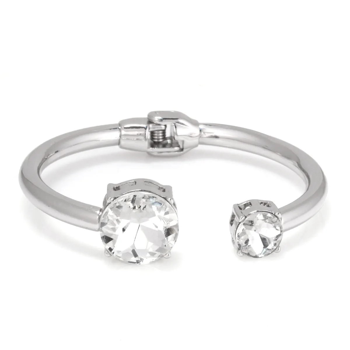 RHODIUM WHITE CRYSTAL HINGED  BRACELETS #HNB84373RDCR (EH6)