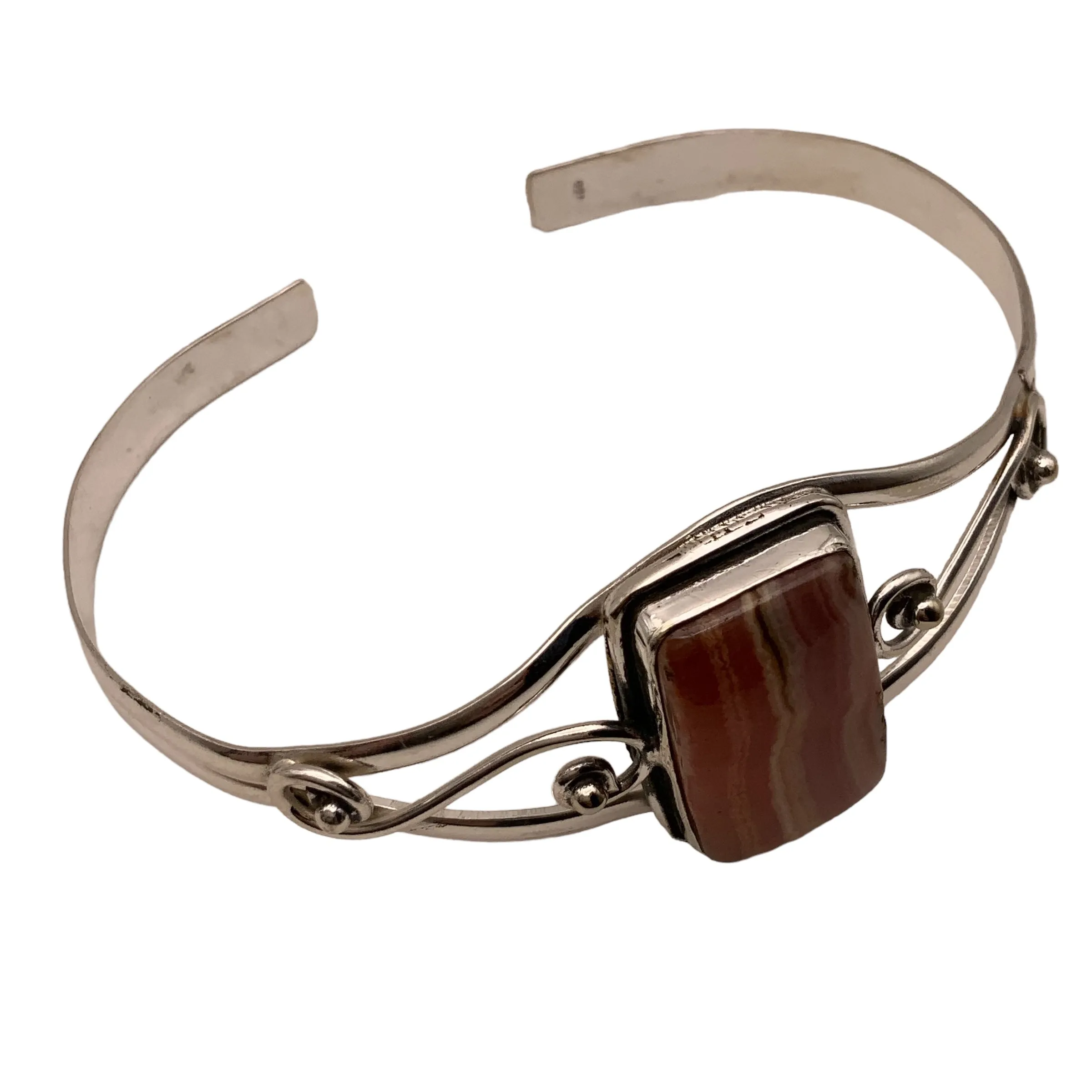 Rhodochrosite Solid 925 Sterling Silver Cuff Bracelet