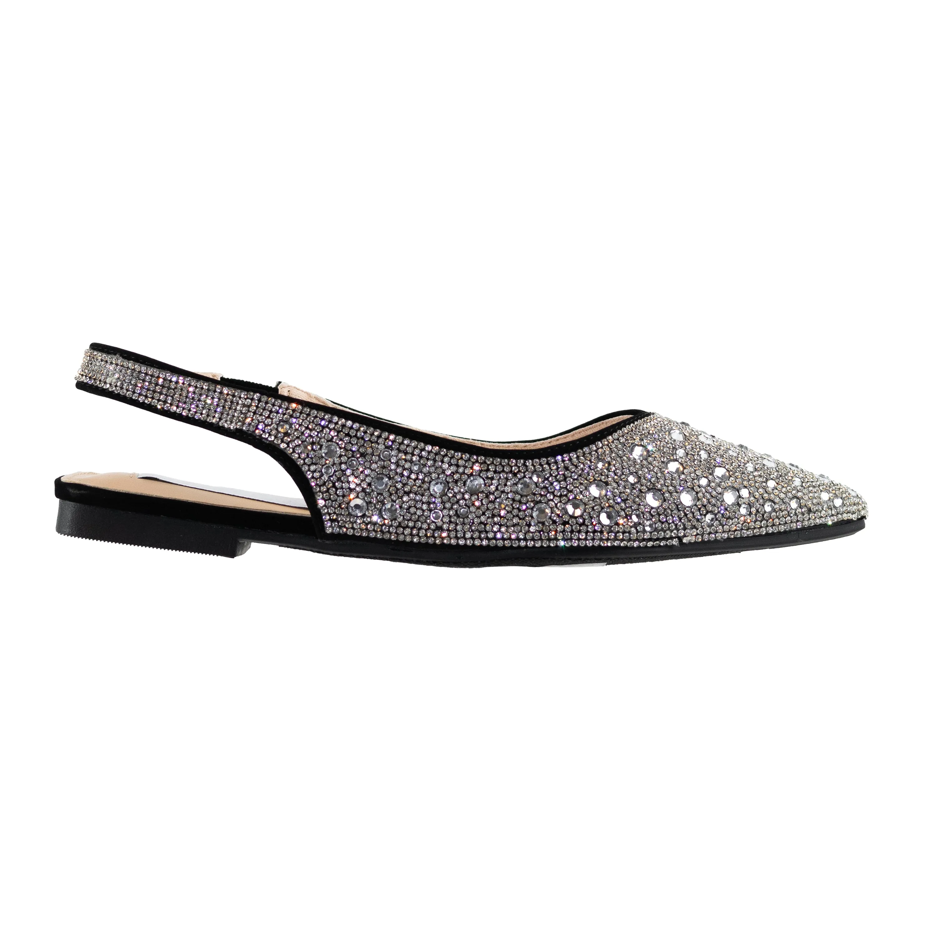 Rivets - Women's Embellished Slingback Flats, Closed Pointed Toe Design, Chic & Comfortable for Work or Special Occasions