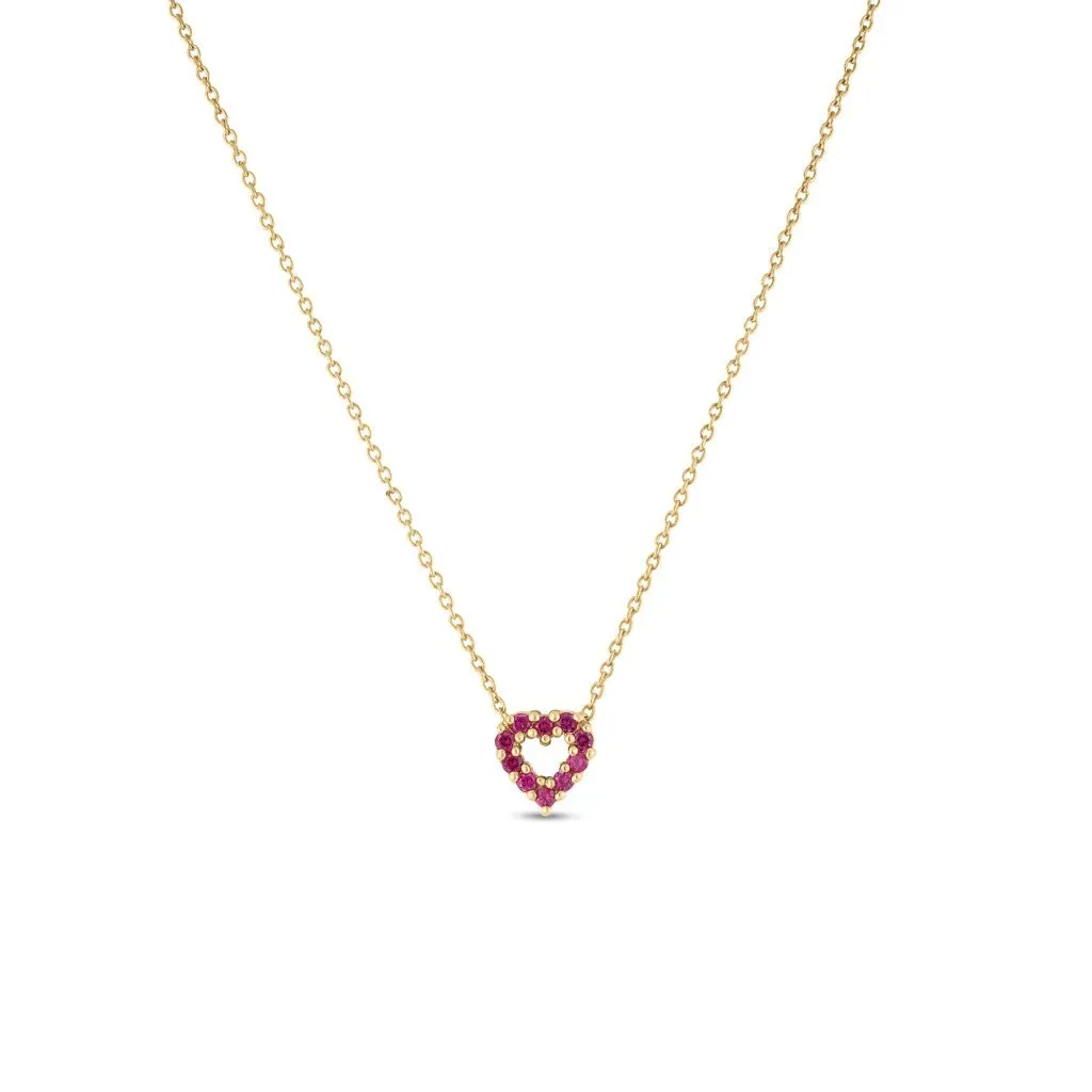 Roberto Coin 18k Yellow Gold Ruby and Diamond Heart Necklace