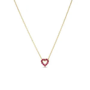 Roberto Coin 18k Yellow Gold Ruby and Diamond Heart Necklace