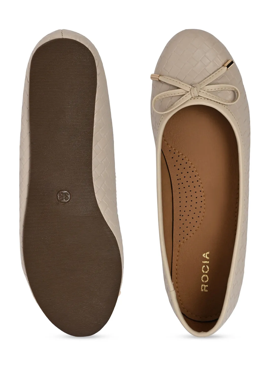Rocia By Regal Beige Women Woven Ballerinas