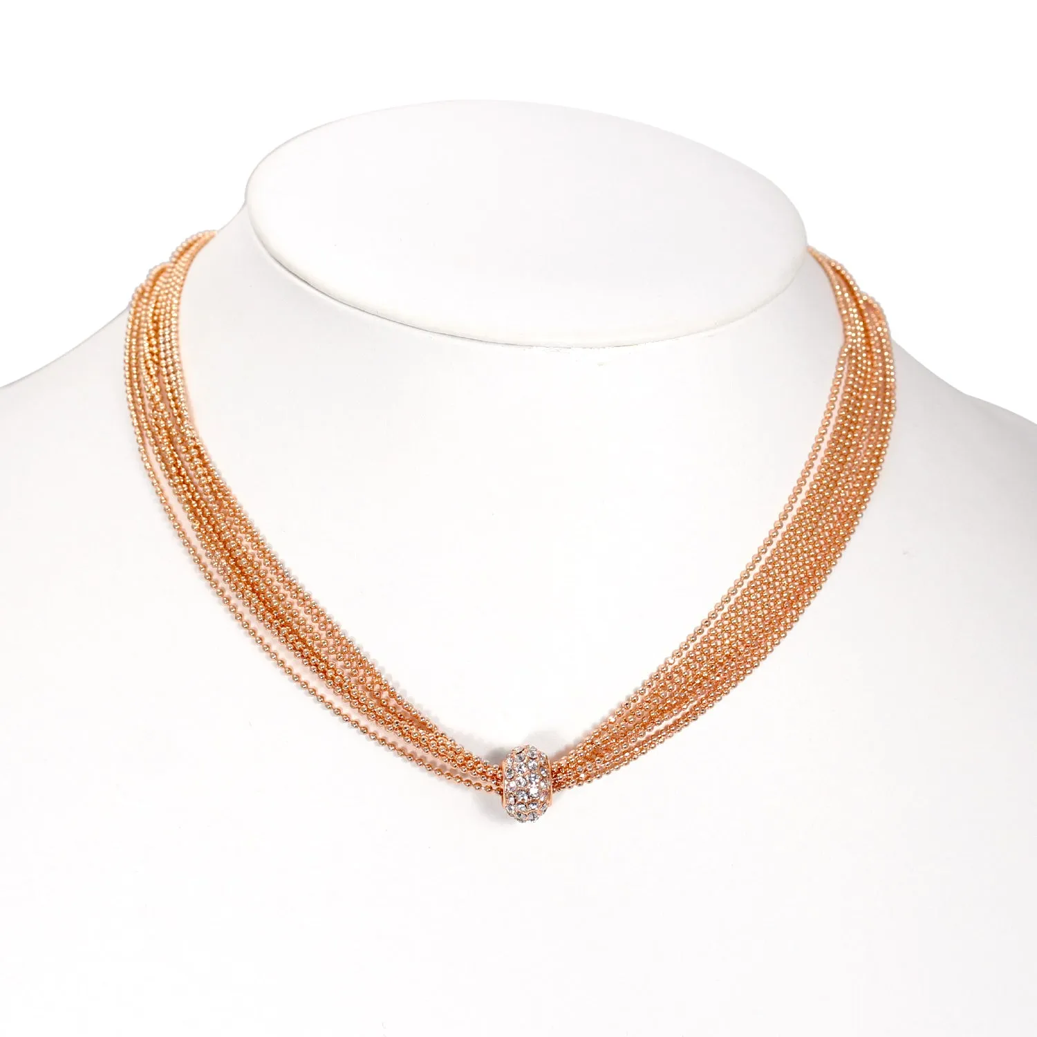 ROSE GOLD CRYSTAL LAYERED  NECKLACE #HNN77823RG (IE18)