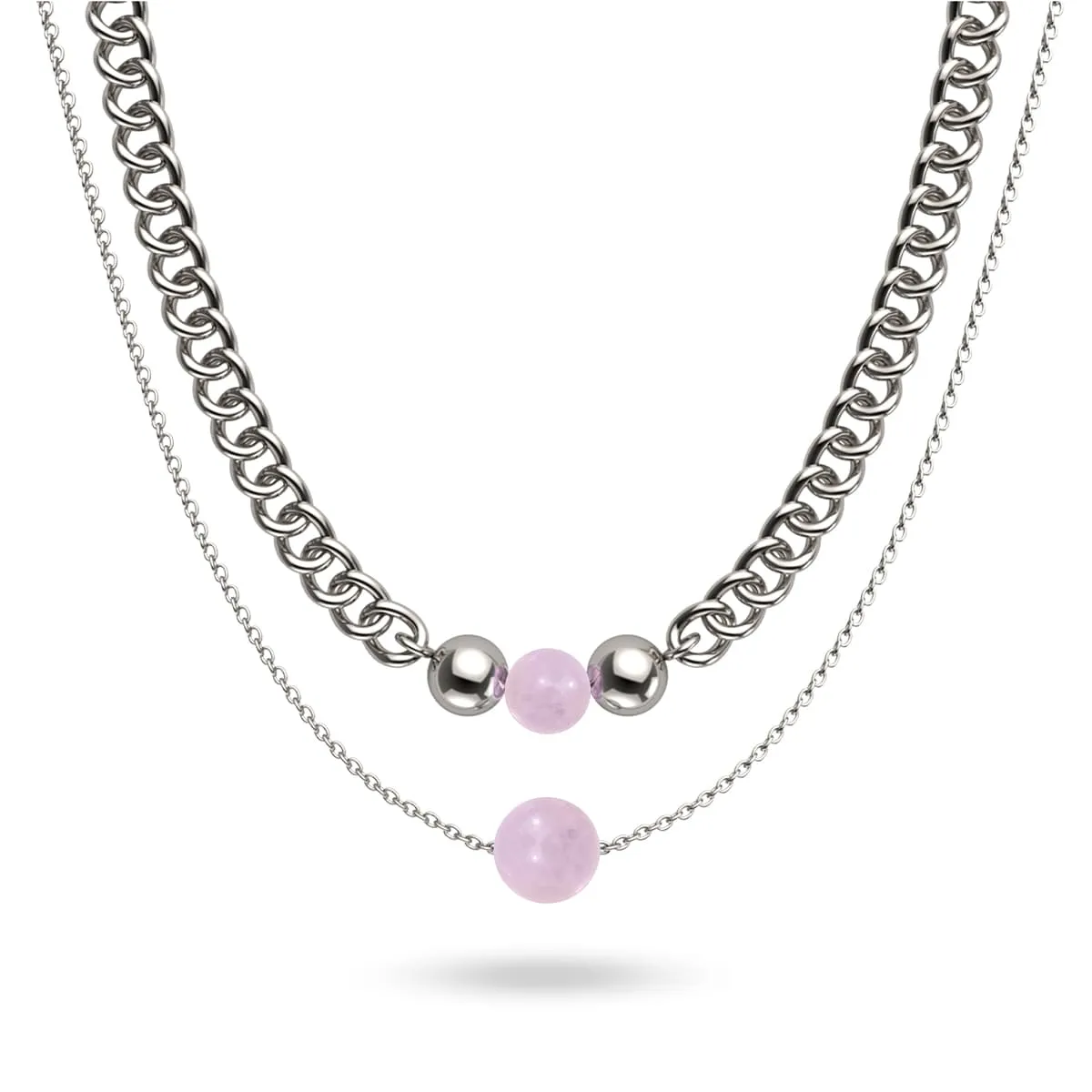 Rose Quartz x Silver | Gemstone Chain Necklace