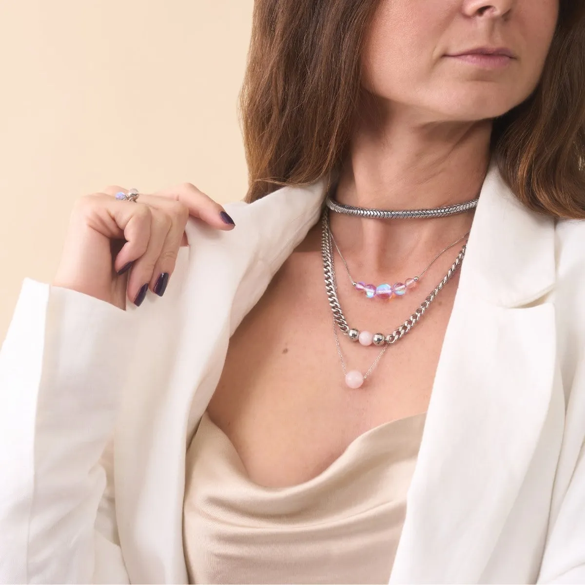 Rose Quartz x Silver | Gemstone Chain Necklace