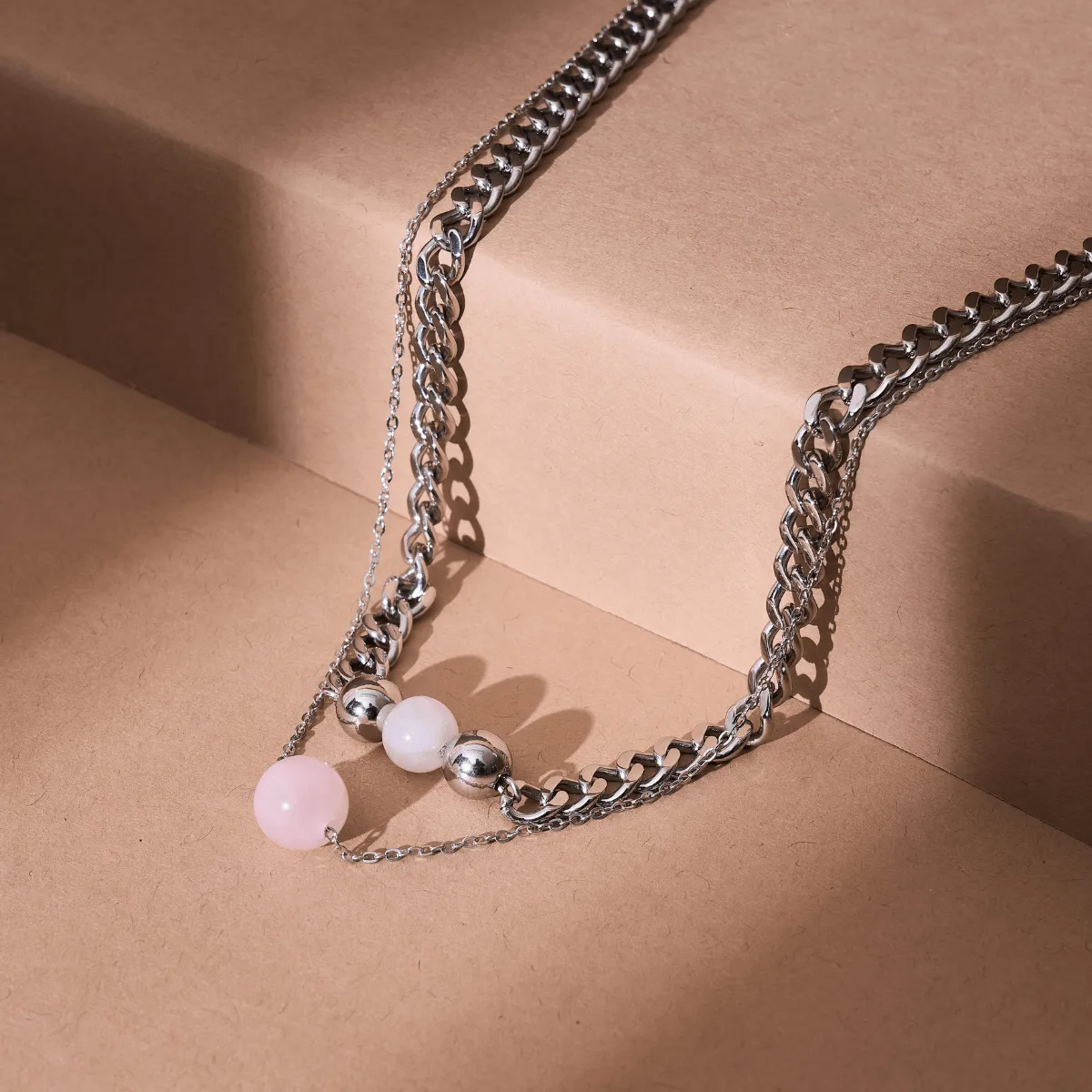 Rose Quartz x Silver | Gemstone Chain Necklace