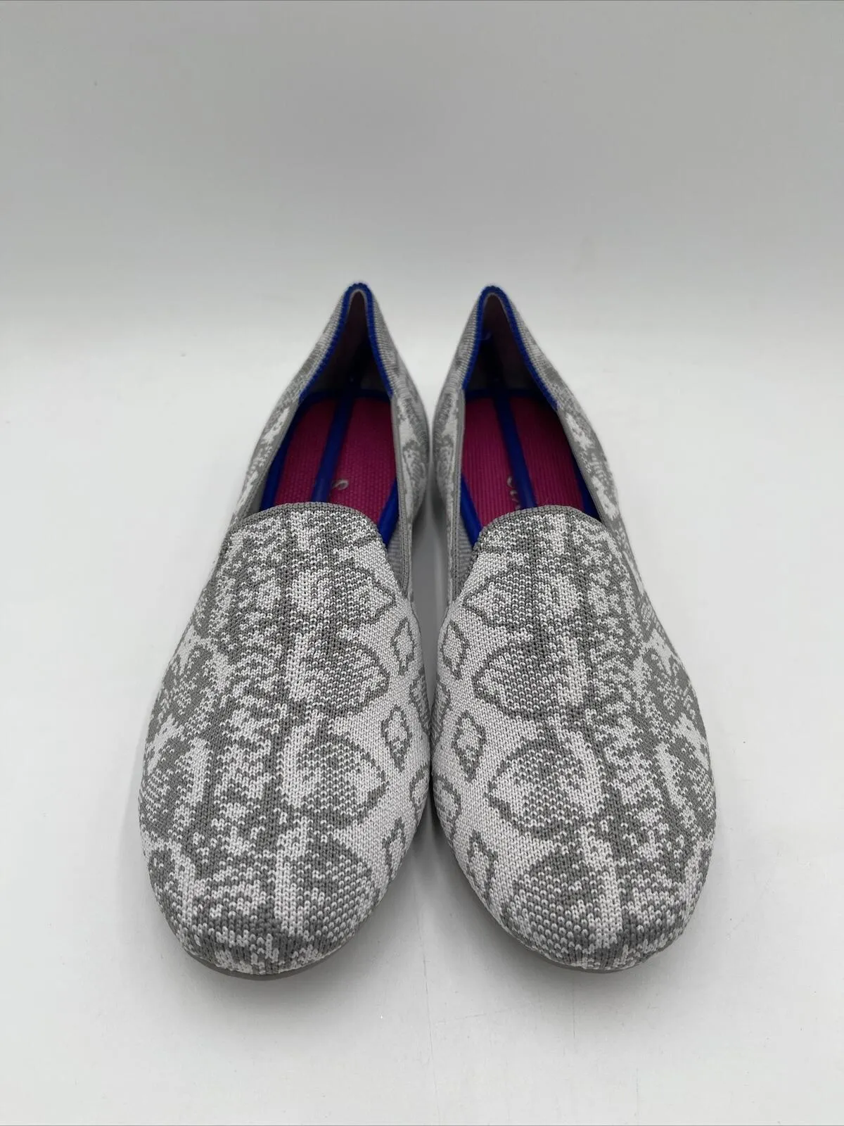 Rothy’s Loafer Flat Gray Python Print Knit Round Toe Flats Women’s Size 7.5 - Very Good