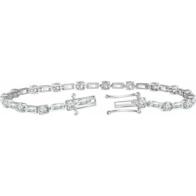 Round Baguette Diamond Tennis Bracelet
