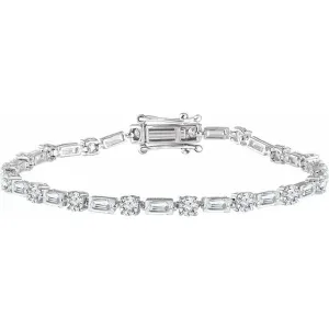 Round Baguette Diamond Tennis Bracelet