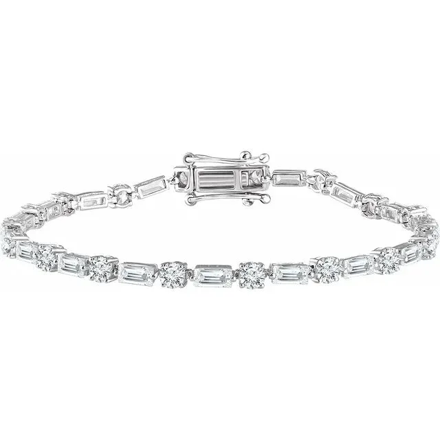 Round Baguette Diamond Tennis Bracelet