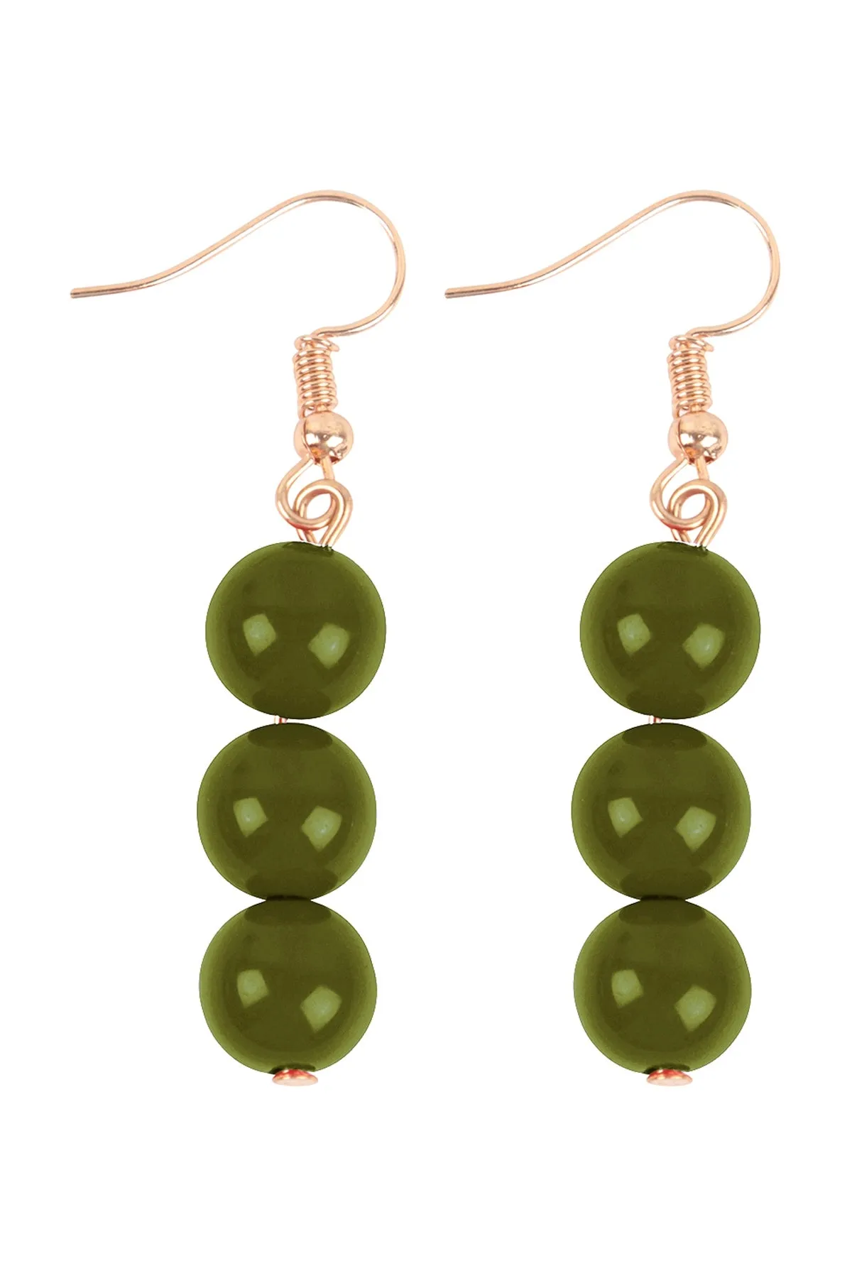 Round Bead Layered Statement Necklace and Earring Set Olive - Pack of 6