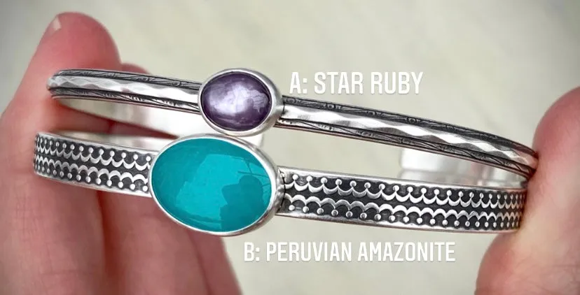 Ruby & Amazonite Single Cuffs