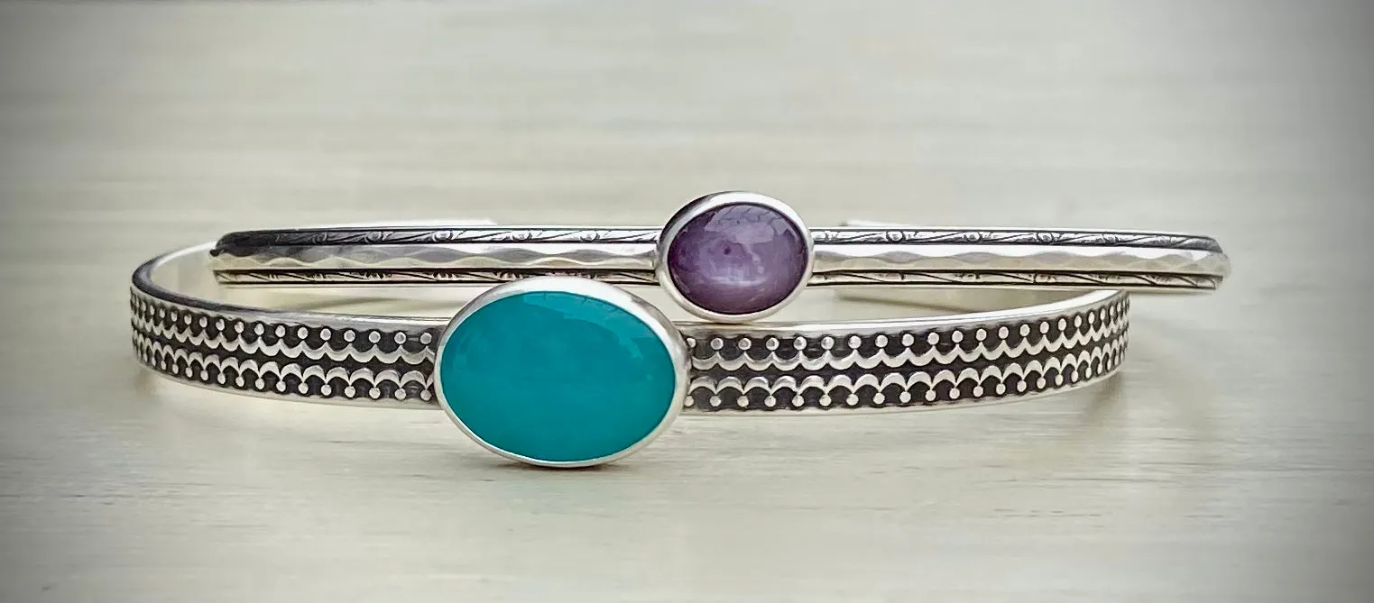 Ruby & Amazonite Single Cuffs