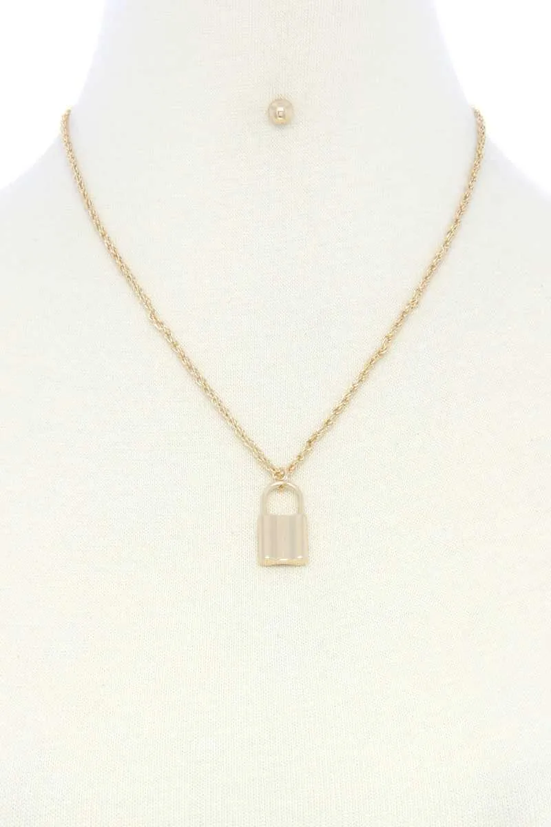 Saftey Pin Charm Link Layered Necklace