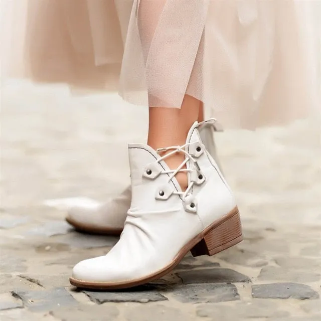 Sail-Lakers Genuine Leather Boots Women Spring Summer Female Ankle Boots Ladies Casual Shoes Retro Breathable Slip on Low Heel Cute Booties Size 36-40 zapatos de mujer туфли женские
