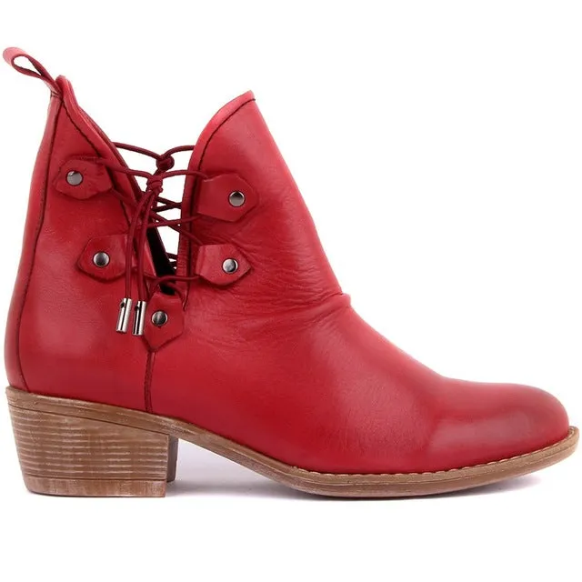 Sail-Lakers Genuine Leather Boots Women Spring Summer Female Ankle Boots Ladies Casual Shoes Retro Breathable Slip on Low Heel Cute Booties Size 36-40 zapatos de mujer туфли женские