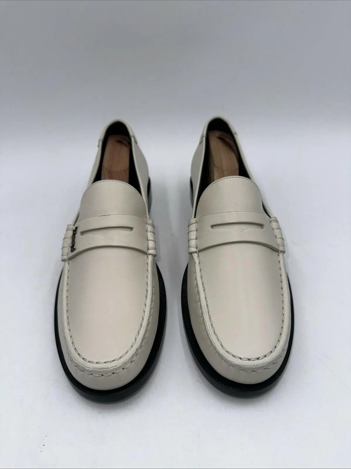 SAINT LAURENT WOMEN LE LOAFER MONOGRAM PENNY SLIPPERS Size 41 - Very Good