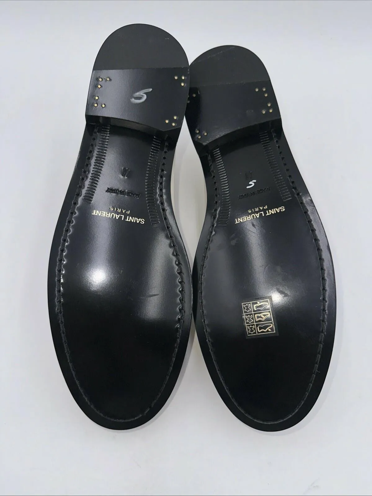 SAINT LAURENT WOMEN LE LOAFER MONOGRAM PENNY SLIPPERS Size 41 - Very Good
