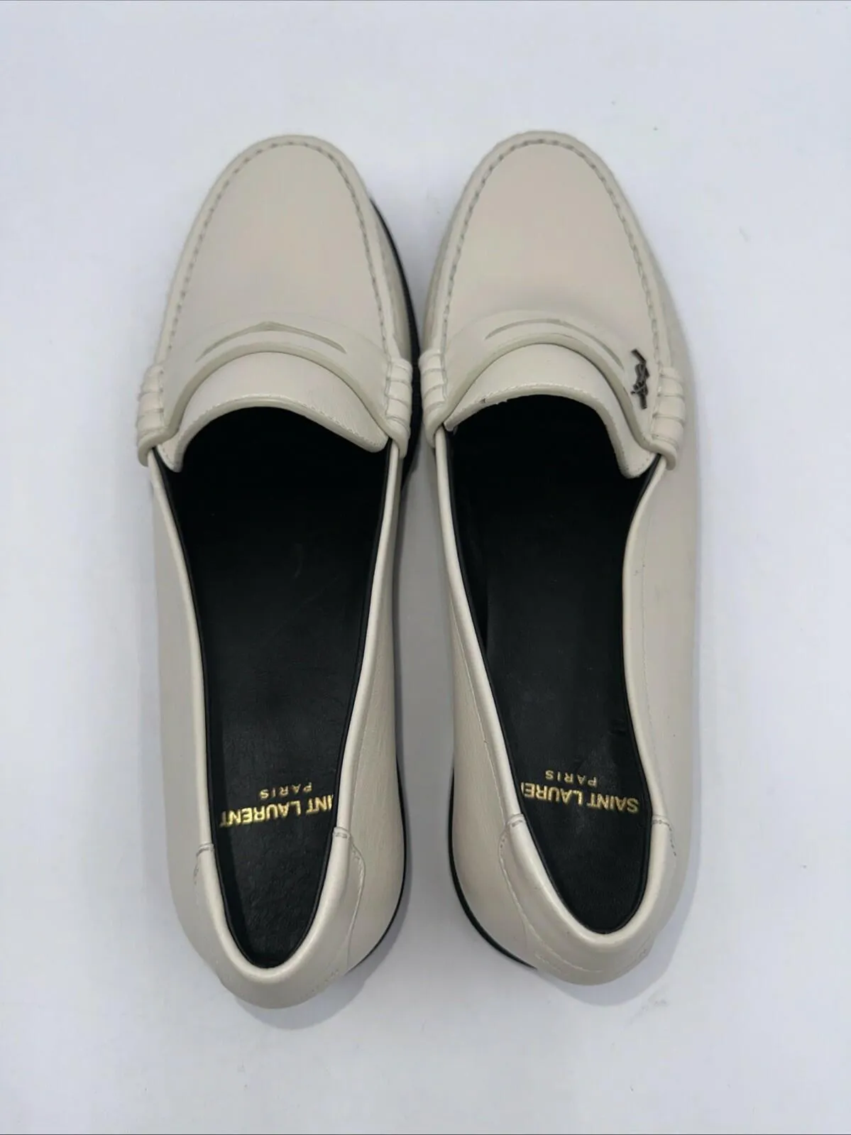 SAINT LAURENT WOMEN LE LOAFER MONOGRAM PENNY SLIPPERS Size 41 - Very Good